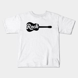 Minimalist Guitar Rock Print Kids T-Shirt